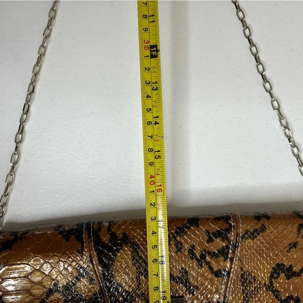 Maurizio Spagni Metallic Copper Reptile Trapezoid Chain Shoulder Bag Clutch